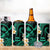 Hawaii Oahu Islands Pacific Plumeria 4 in 1 Can Cooler Tumbler Turquoise Polynesian Tattoo