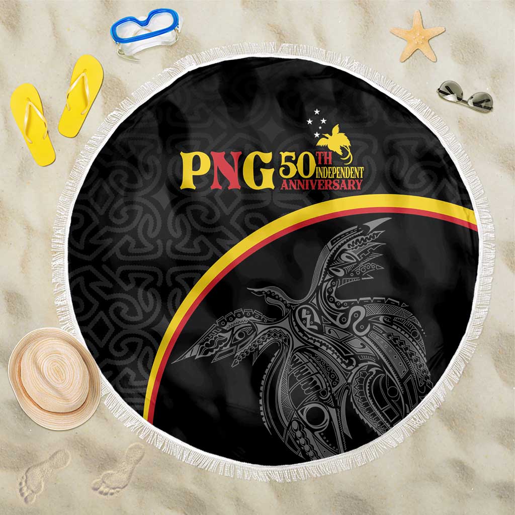 Papua New Guinea 50th Independence Day Beach Blanket Simple Oro Tapa Pattern - Polynesian Pride