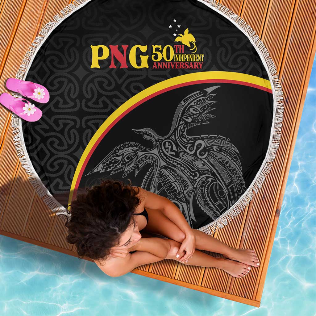 Papua New Guinea 50th Independence Day Beach Blanket Simple Oro Tapa Pattern - Polynesian Pride