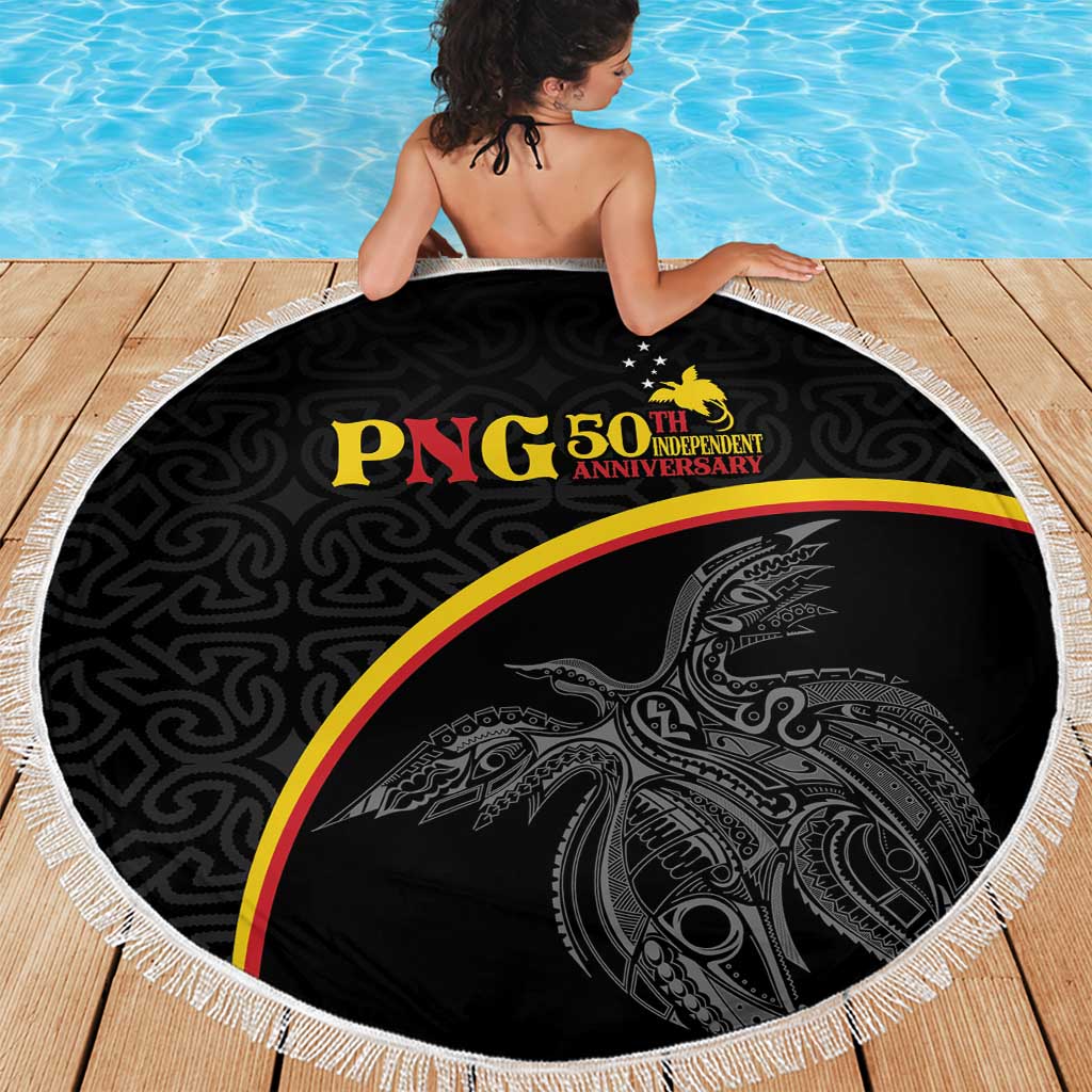 Papua New Guinea 50th Independence Day Beach Blanket Simple Oro Tapa Pattern - Polynesian Pride