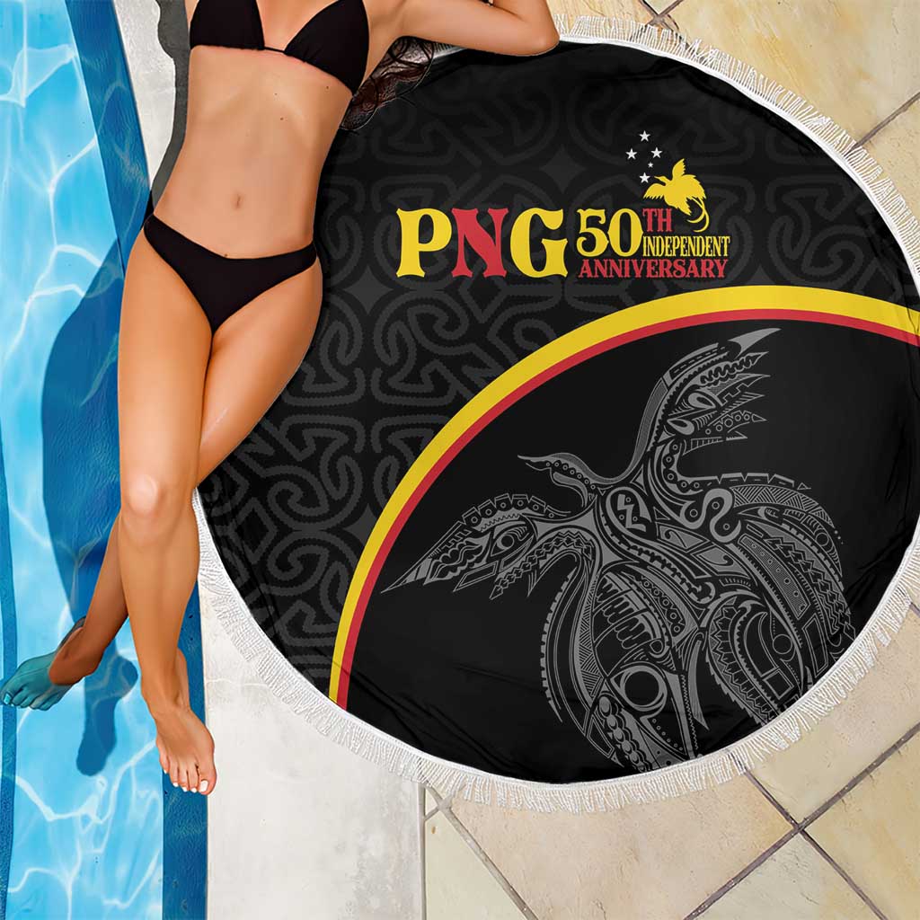 Papua New Guinea 50th Independence Day Beach Blanket Simple Oro Tapa Pattern - Polynesian Pride