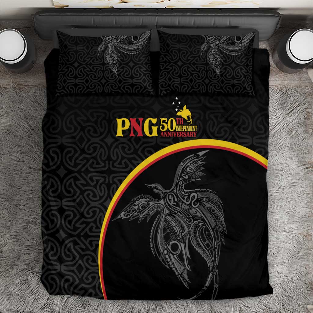 Papua New Guinea 50th Independence Day Bedding Set Simple Oro Tapa Pattern - Polynesian Pride