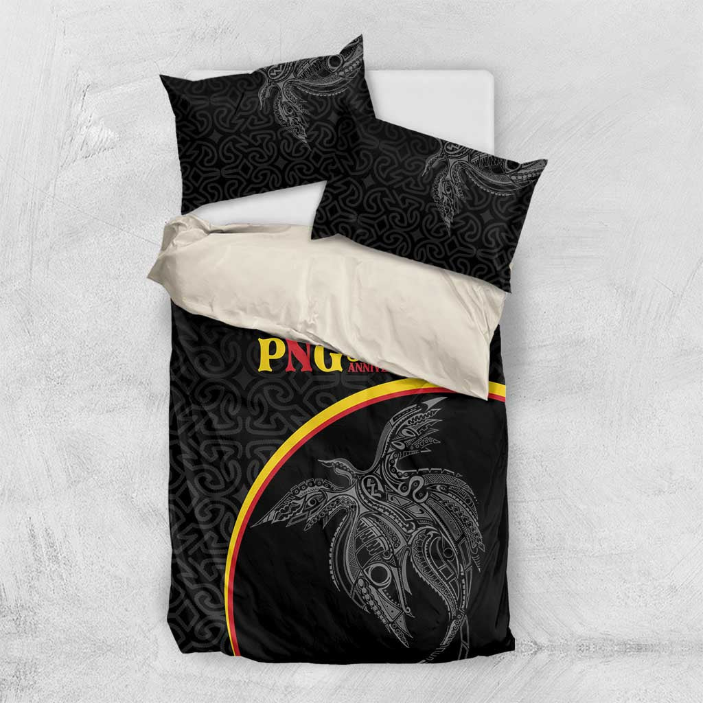 Papua New Guinea 50th Independence Day Bedding Set Simple Oro Tapa Pattern - Polynesian Pride