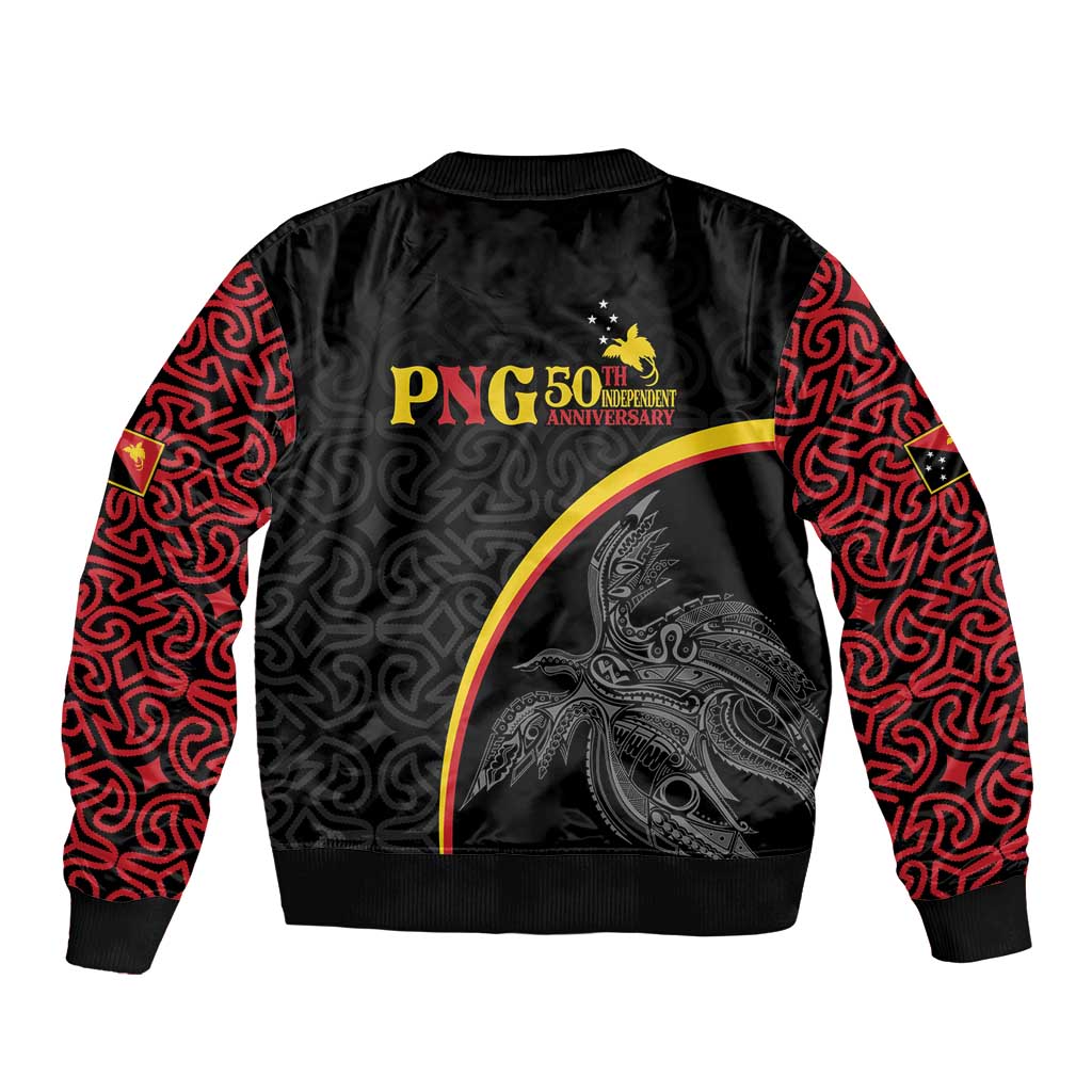 Papua New Guinea 50th Independence Day Bomber Jacket Simple Oro Tapa Pattern - Polynesian Pride