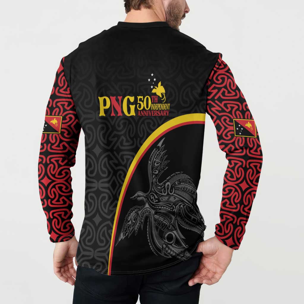 Papua New Guinea 50th Independence Day Button Sweatshirt Simple Oro Tapa Pattern - Polynesian Pride