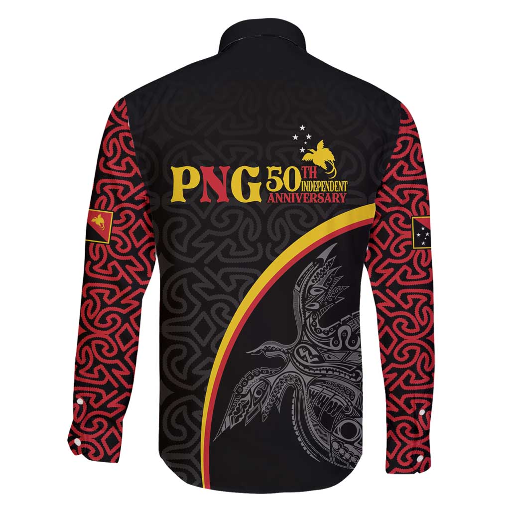 Papua New Guinea 50th Independence Day Family Matching Long Sleeve Bodycon Dress and Hawaiian Shirt Simple Oro Tapa Pattern - Polynesian Pride