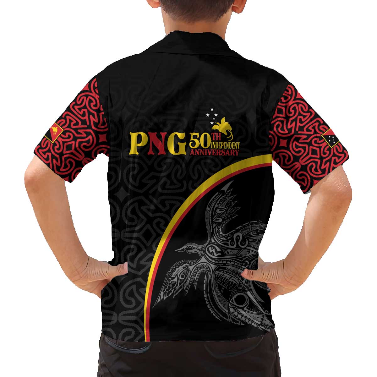 Papua New Guinea 50th Independence Day Family Matching Off The Shoulder Long Sleeve Dress and Hawaiian Shirt Simple Oro Tapa Pattern LT9 - Polynesian Pride