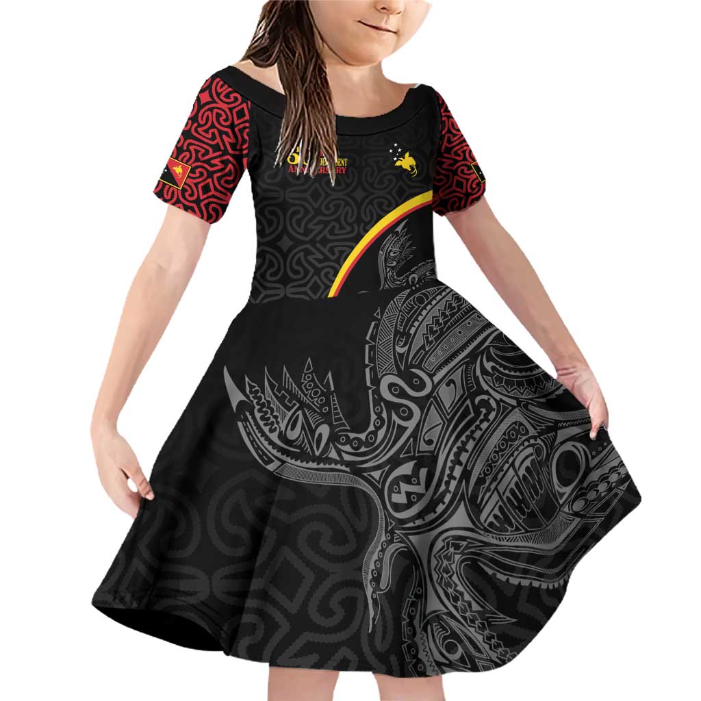 Papua New Guinea 50th Independence Day Family Matching Off Shoulder Short Dress and Hawaiian Shirt Simple Oro Tapa Pattern - Polynesian Pride