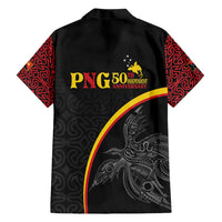 Papua New Guinea 50th Independence Day Family Matching Short Sleeve Bodycon Dress and Hawaiian Shirt Simple Oro Tapa Pattern LT9 - Polynesian Pride