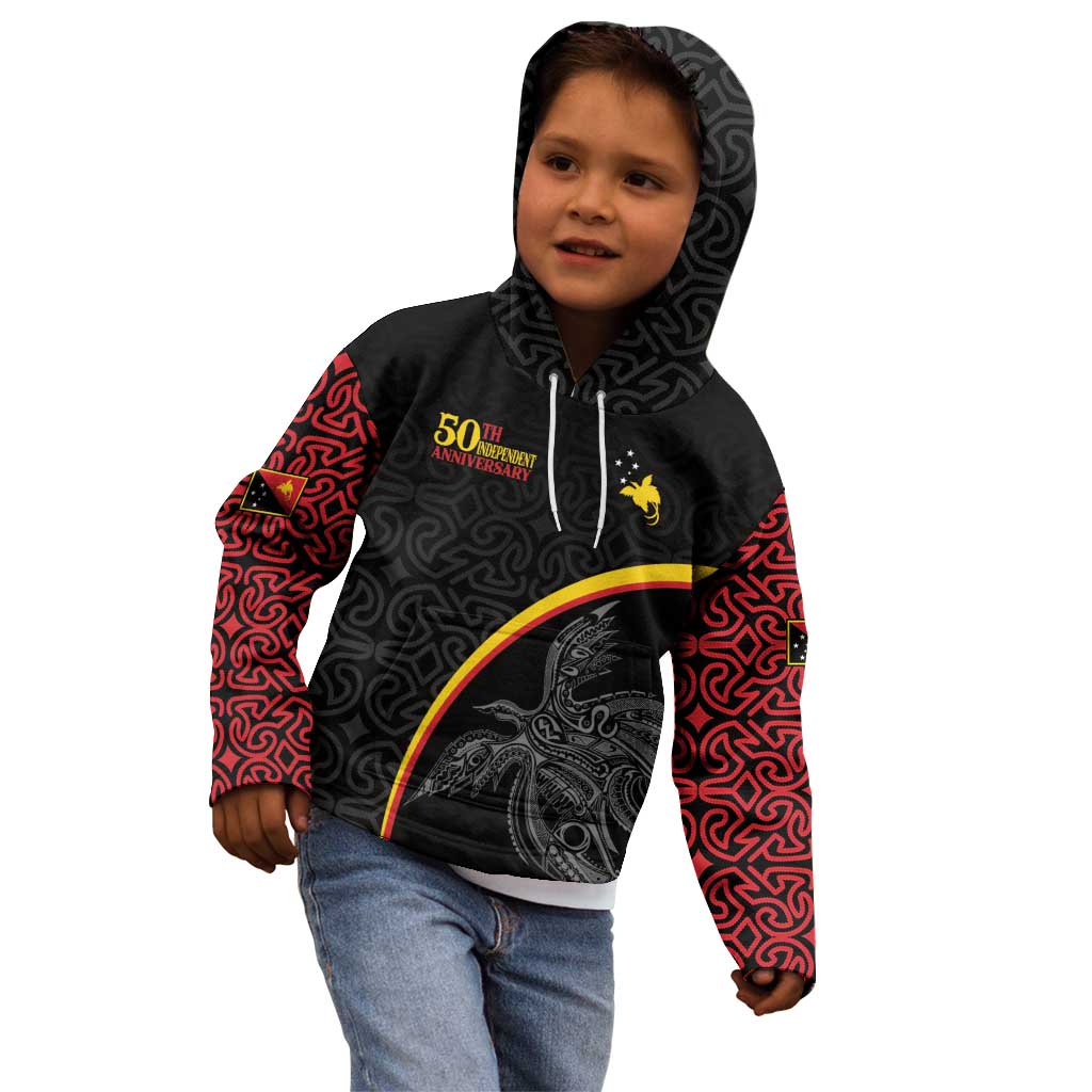 Papua New Guinea 50th Independence Day Kid Hoodie Simple Oro Tapa Pattern - Polynesian Pride