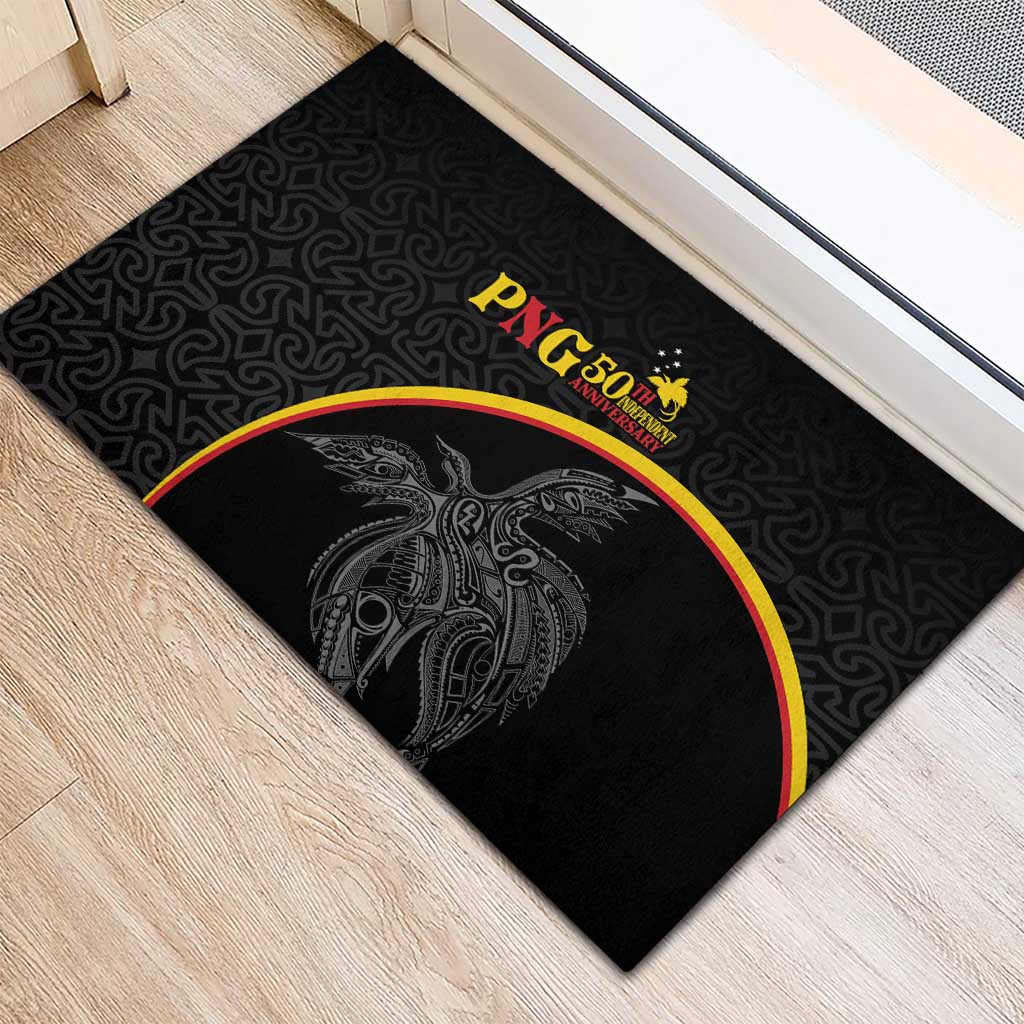 Papua New Guinea 50th Independence Day Rubber Doormat Simple Oro Tapa Pattern - Polynesian Pride