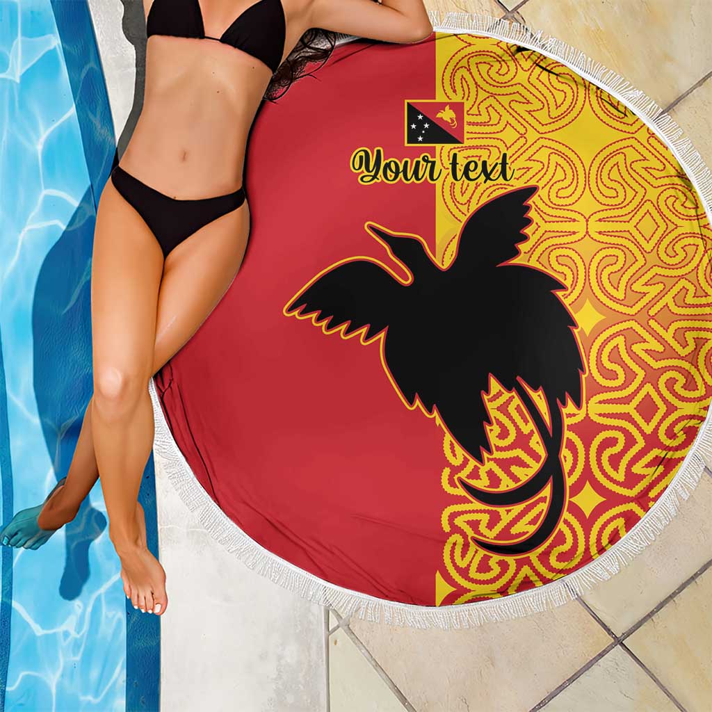 Papua New Guinea Oro Tapa Personalised Beach Blanket Simple Bird of Paradise Style - Polynesian Pride