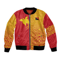 Papua New Guinea Oro Tapa Personalised Bomber Jacket Simple Bird of Paradise Style LT9 Unisex Red - Polynesian Pride