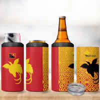 Papua New Guinea Oro Tapa Personalised 4 in 1 Can Cooler Tumbler Simple Bird of Paradise Style - Polynesian Pride