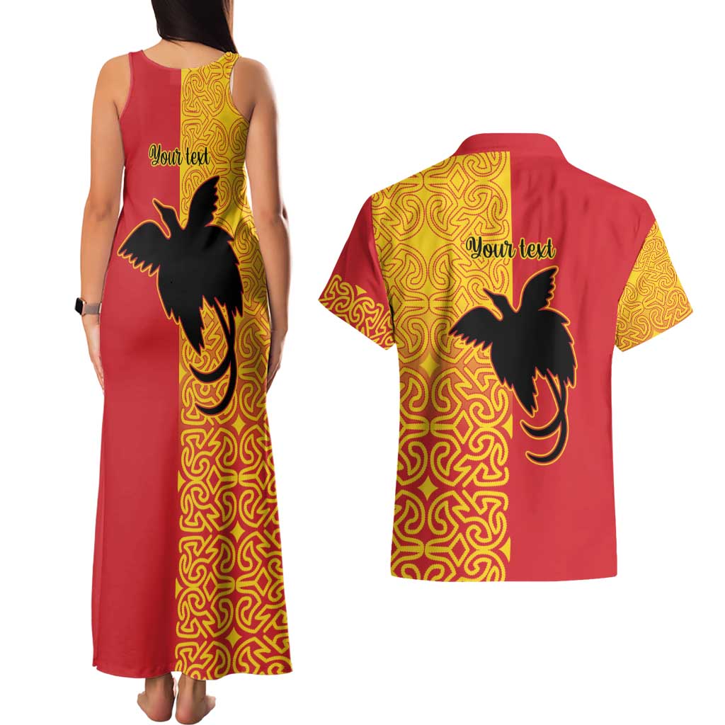 Papua New Guinea Oro Tapa Personalised Couples Matching Tank Maxi Dress and Hawaiian Shirt Simple Bird of Paradise Style - Polynesian Pride