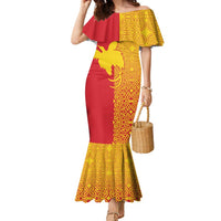 Papua New Guinea Oro Tapa Personalised Family Matching Mermaid Dress and Hawaiian Shirt Simple Bird of Paradise Style - Polynesian Pride