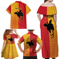 Papua New Guinea Oro Tapa Personalised Family Matching Off Shoulder Maxi Dress and Hawaiian Shirt Simple Bird of Paradise Style - Polynesian Pride