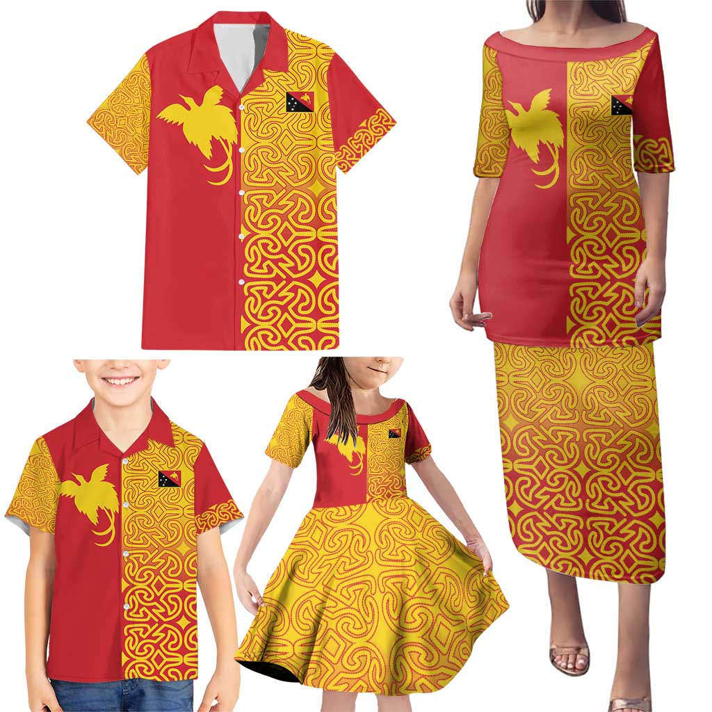 Papua New Guinea Oro Tapa Personalised Family Matching Puletasi and Hawaiian Shirt Simple Bird of Paradise Style - Polynesian Pride
