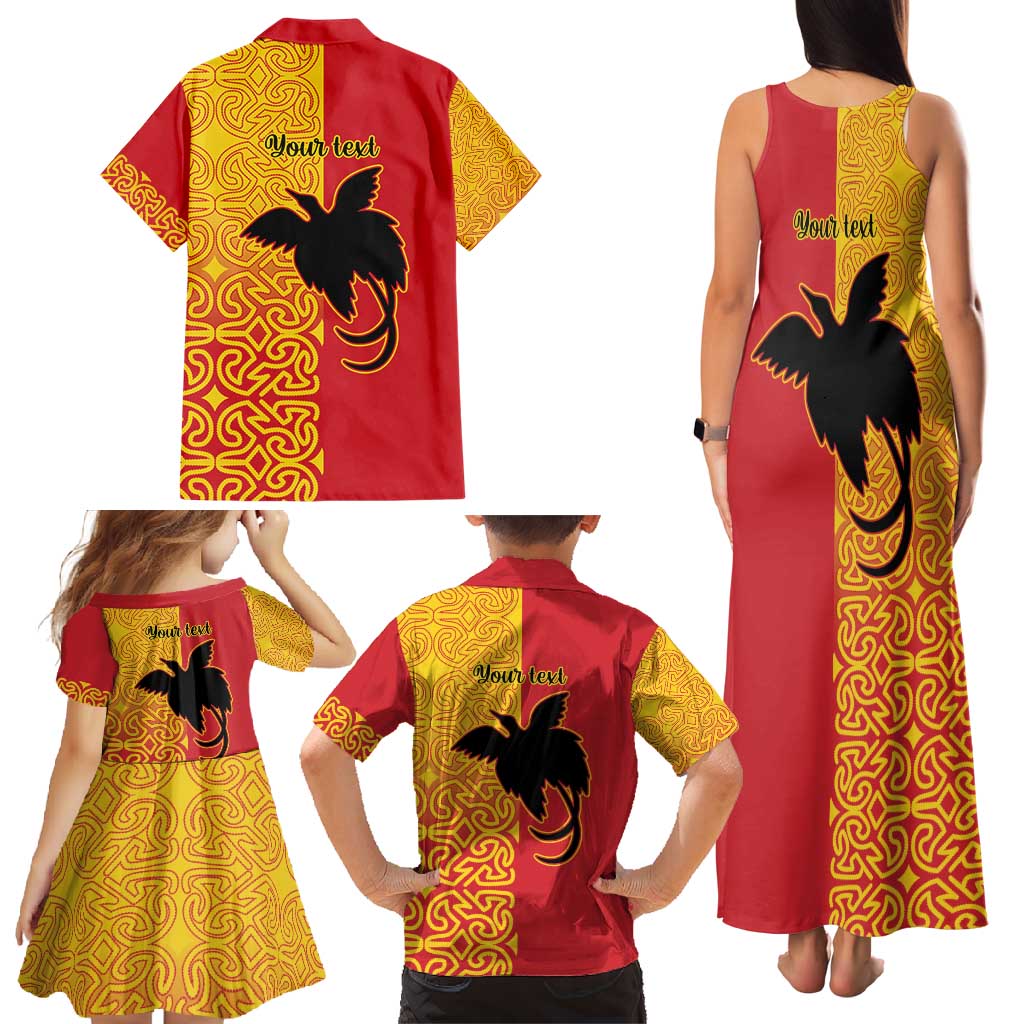 Papua New Guinea Oro Tapa Personalised Family Matching Tank Maxi Dress and Hawaiian Shirt Simple Bird of Paradise Style - Polynesian Pride