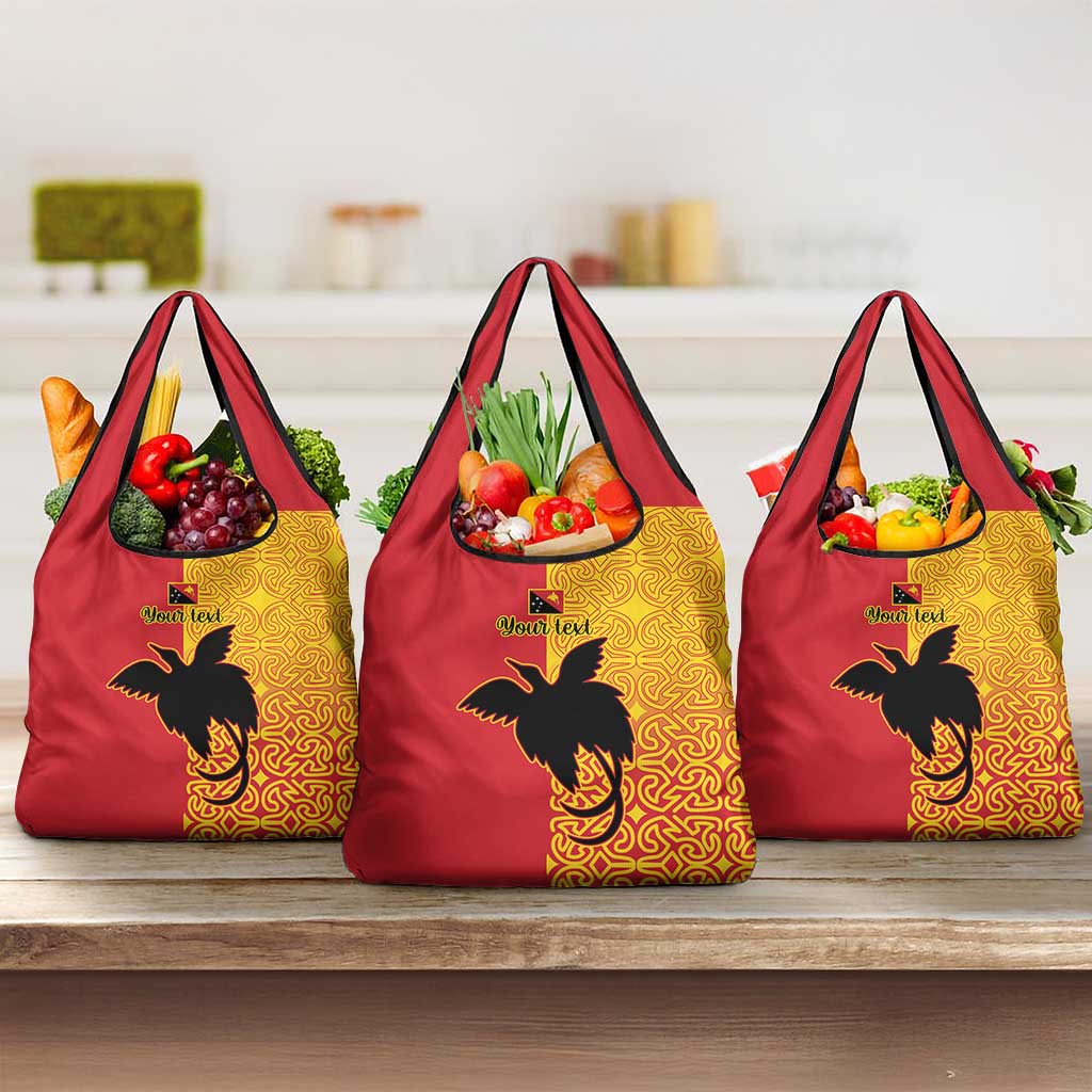 Papua New Guinea Oro Tapa Personalised Grocery Bag Simple Bird of Paradise Style - Polynesian Pride