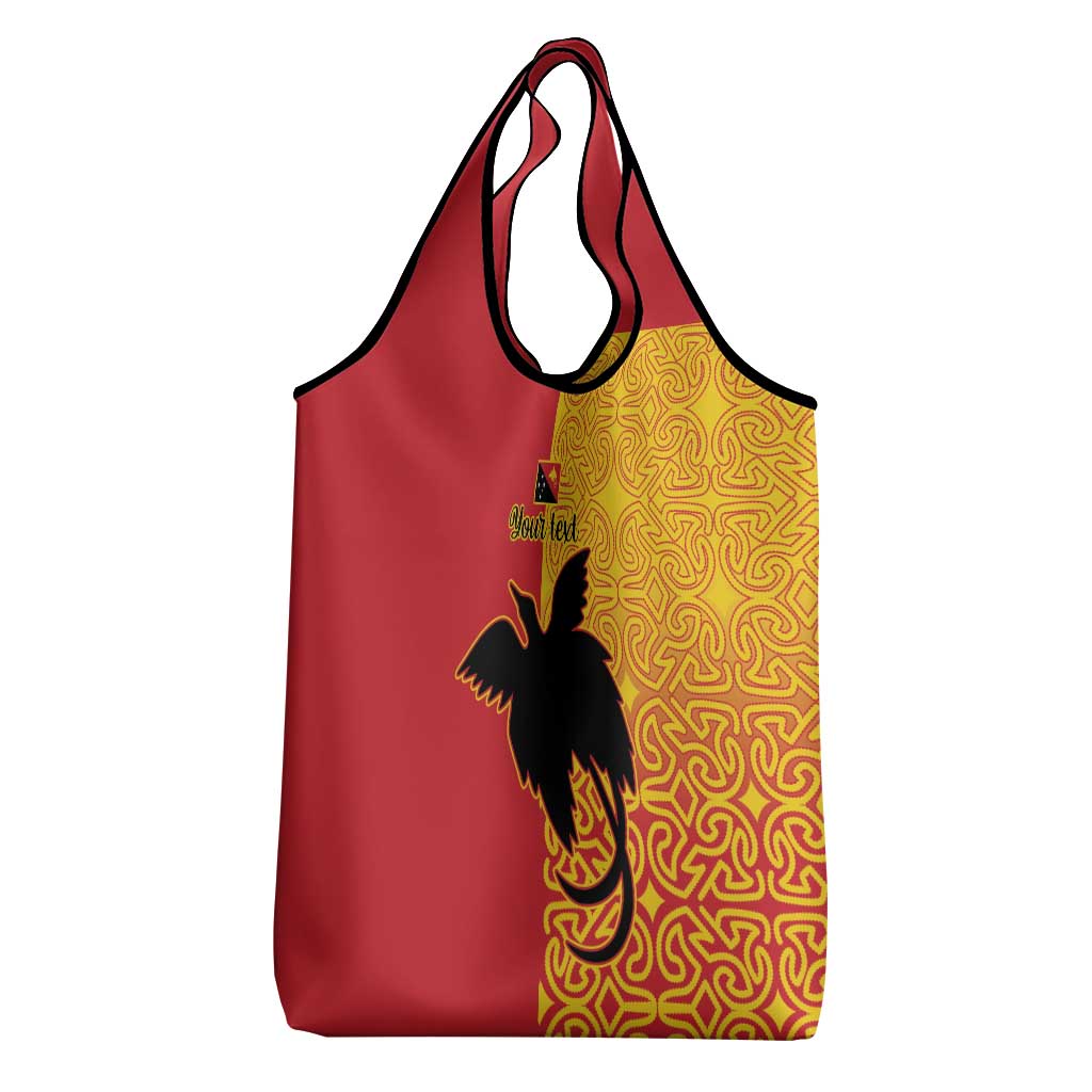 Papua New Guinea Oro Tapa Personalised Grocery Bag Simple Bird of Paradise Style - Polynesian Pride