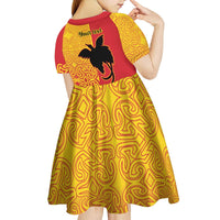 Papua New Guinea Oro Tapa Personalised Kid Short Sleeve Dress Simple Bird of Paradise Style - Polynesian Pride