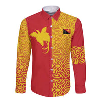 Papua New Guinea Oro Tapa Personalised Long Sleeve Button Shirt Simple Bird of Paradise Style - Polynesian Pride