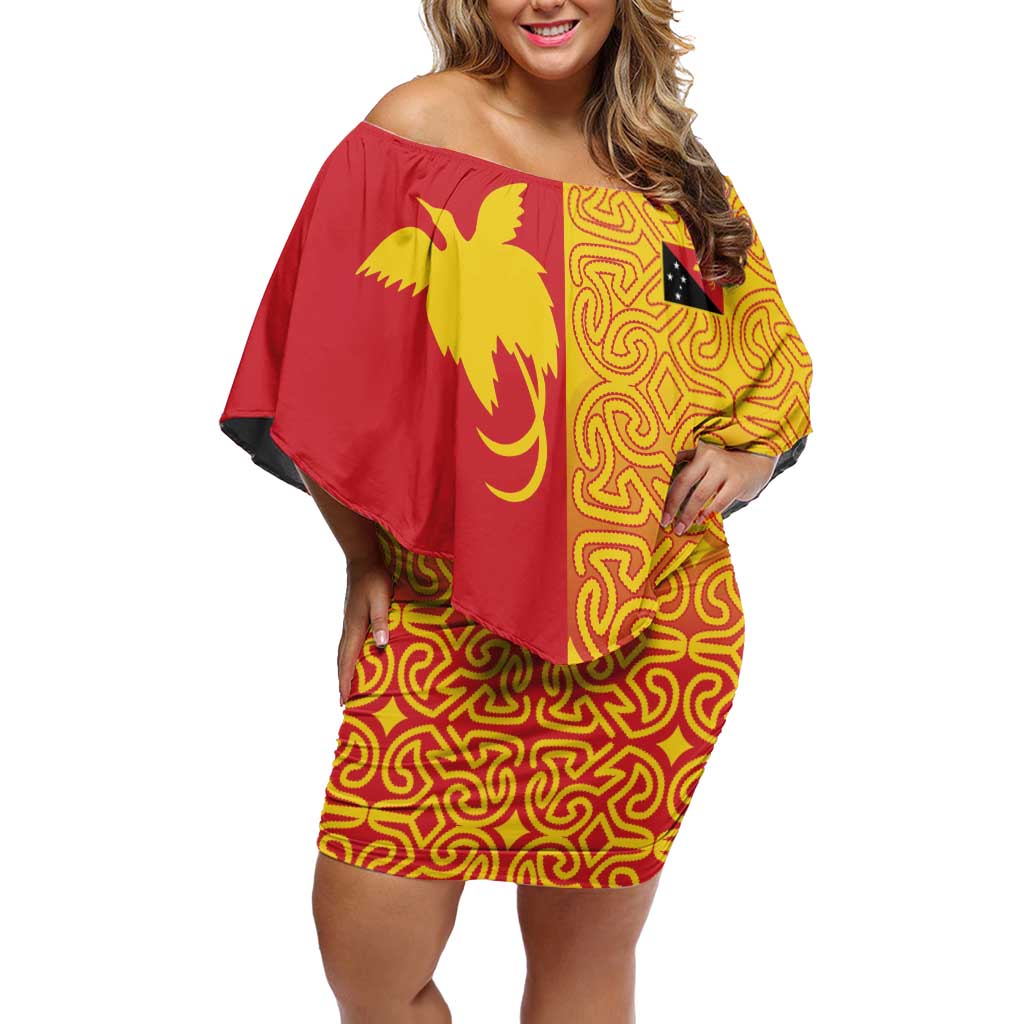 Papua New Guinea Oro Tapa Personalised Off Shoulder Short Dress Simple Bird of Paradise Style - Polynesian Pride