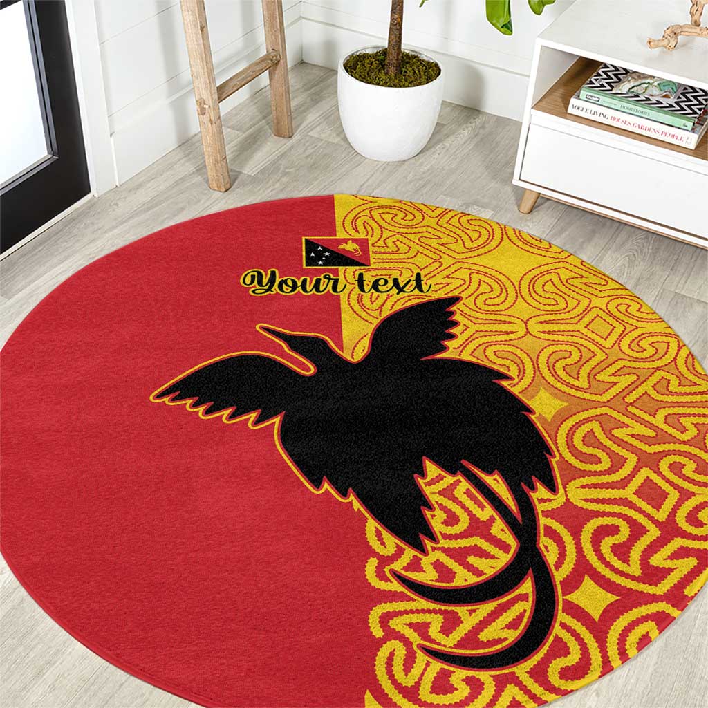 Papua New Guinea Oro Tapa Personalised Round Carpet Simple Bird of Paradise Style LT9 Red - Polynesian Pride