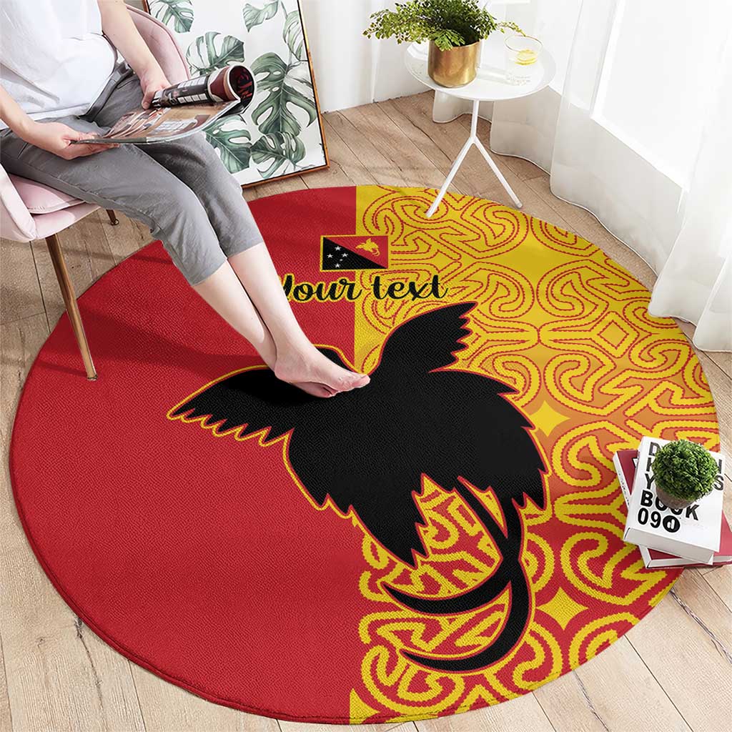 Papua New Guinea Oro Tapa Personalised Round Carpet Simple Bird of Paradise Style - Polynesian Pride