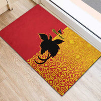 Papua New Guinea Oro Tapa Personalised Rubber Doormat Simple Bird of Paradise Style - Polynesian Pride