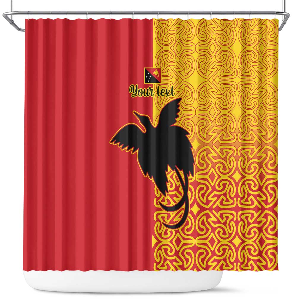 Papua New Guinea Oro Tapa Personalised Shower Curtain Simple Bird of Paradise Style LT9 Red - Polynesian Pride