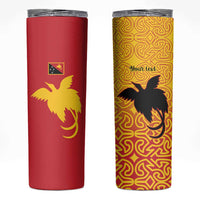 Papua New Guinea Oro Tapa Personalised Skinny Tumbler Simple Bird of Paradise Style - Polynesian Pride