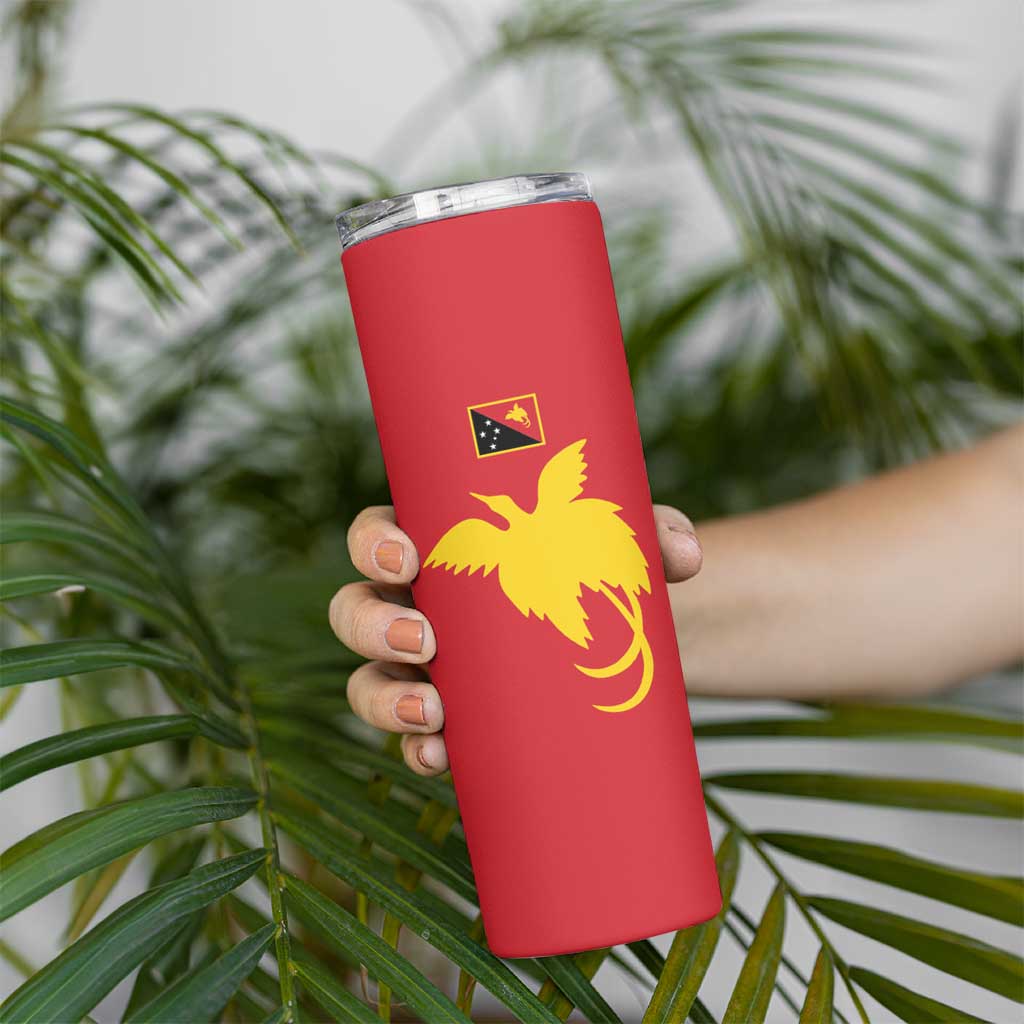 Papua New Guinea Oro Tapa Personalised Skinny Tumbler Simple Bird of Paradise Style - Polynesian Pride