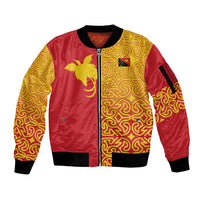 Papua New Guinea Oro Tapa Personalised Sleeve Zip Bomber Jacket Simple Bird of Paradise Style LT9 Unisex Red - Polynesian Pride
