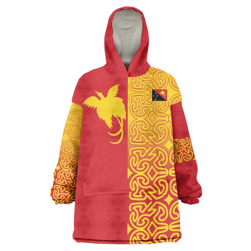Papua New Guinea Oro Tapa Personalised Wearable Blanket Hoodie Simple Bird of Paradise Style - Polynesian Pride