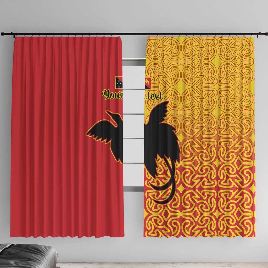 Papua New Guinea Oro Tapa Personalised Window Curtain Simple Bird of Paradise Style LT9 With Hooks Red - Polynesian Pride