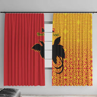 Papua New Guinea Oro Tapa Personalised Window Curtain Simple Bird of Paradise Style - Polynesian Pride