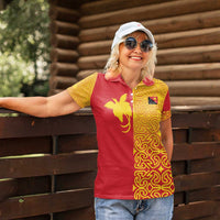 Papua New Guinea Oro Tapa Personalised Women Polo Shirt Simple Bird of Paradise Style - Polynesian Pride