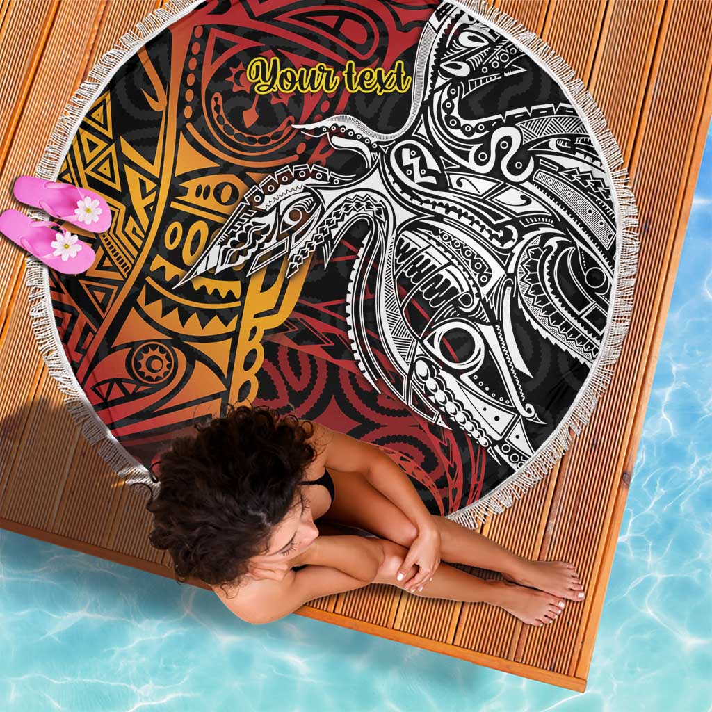 Papua New Guinea Sepik Personalised Beach Blanket PNG Bird of Paradise Tattoo - Polynesian Pride
