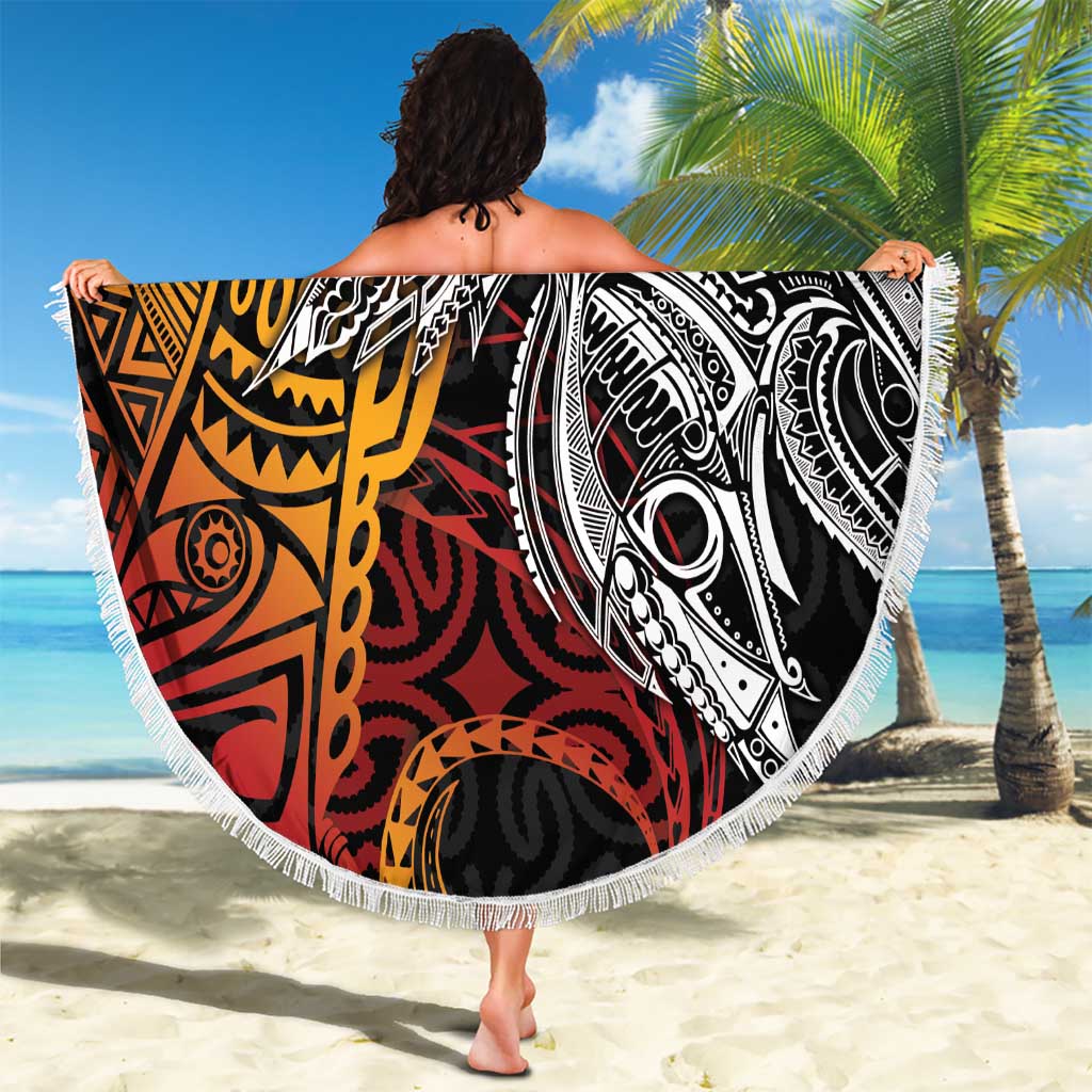 Papua New Guinea Sepik Personalised Beach Blanket PNG Bird of Paradise Tattoo - Polynesian Pride