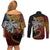Papua New Guinea Sepik Personalised Couples Matching Off Shoulder Short Dress and Long Sleeve Button Shirt PNG Bird of Paradise Tattoo - Polynesian Pride