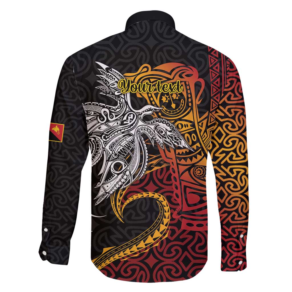 Papua New Guinea Sepik Personalised Family Matching Long Sleeve Bodycon Dress and Hawaiian Shirt PNG Bird of Paradise Tattoo - Polynesian Pride