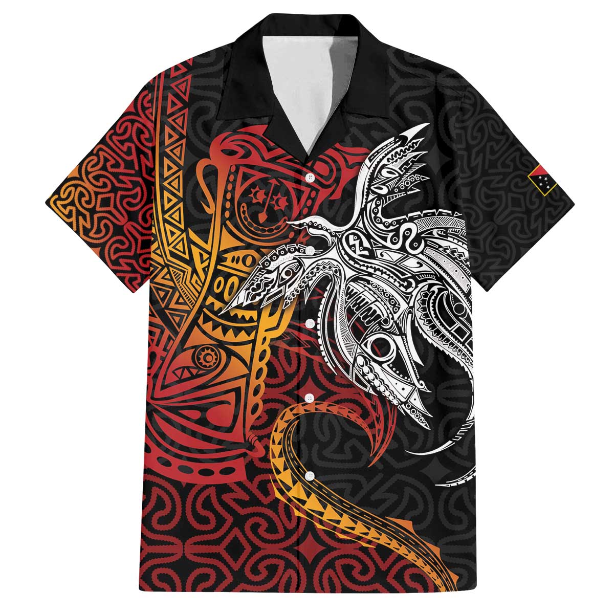 Papua New Guinea Sepik Personalised Family Matching Off The Shoulder Long Sleeve Dress and Hawaiian Shirt PNG Bird of Paradise Tattoo - Polynesian Pride