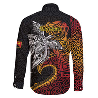Papua New Guinea Sepik Personalised Family Matching Off The Shoulder Long Sleeve Dress and Hawaiian Shirt PNG Bird of Paradise Tattoo - Polynesian Pride