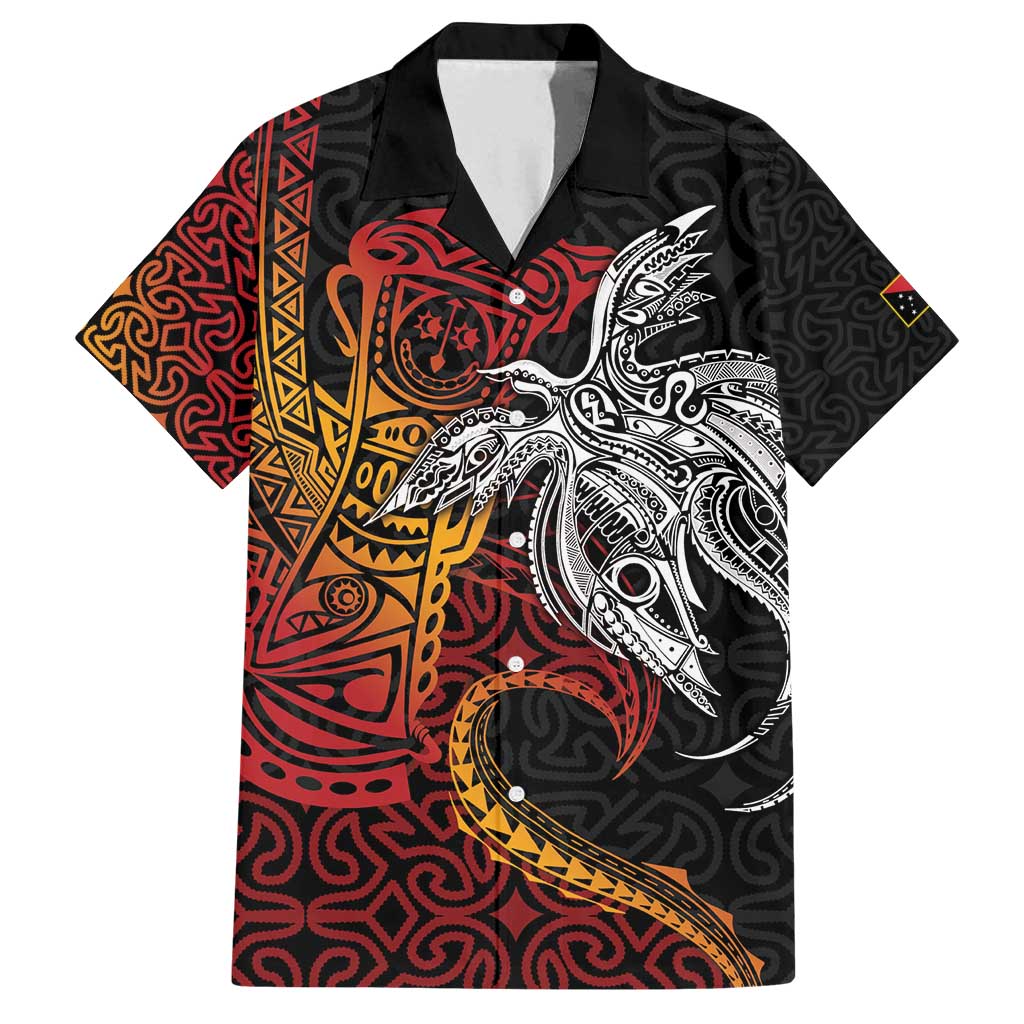Papua New Guinea Sepik Personalised Family Matching Summer Maxi Dress and Hawaiian Shirt PNG Bird of Paradise Tattoo LT9 Dad's Shirt - Short Sleeve Black - Polynesian Pride