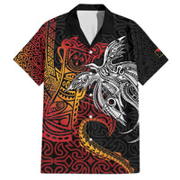 Papua New Guinea Sepik Personalised Family Matching Summer Maxi Dress and Hawaiian Shirt PNG Bird of Paradise Tattoo LT9 Dad's Shirt - Short Sleeve Black - Polynesian Pride