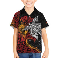 Papua New Guinea Sepik Personalised Family Matching Summer Maxi Dress and Hawaiian Shirt PNG Bird of Paradise Tattoo LT9 Son's Shirt Black - Polynesian Pride