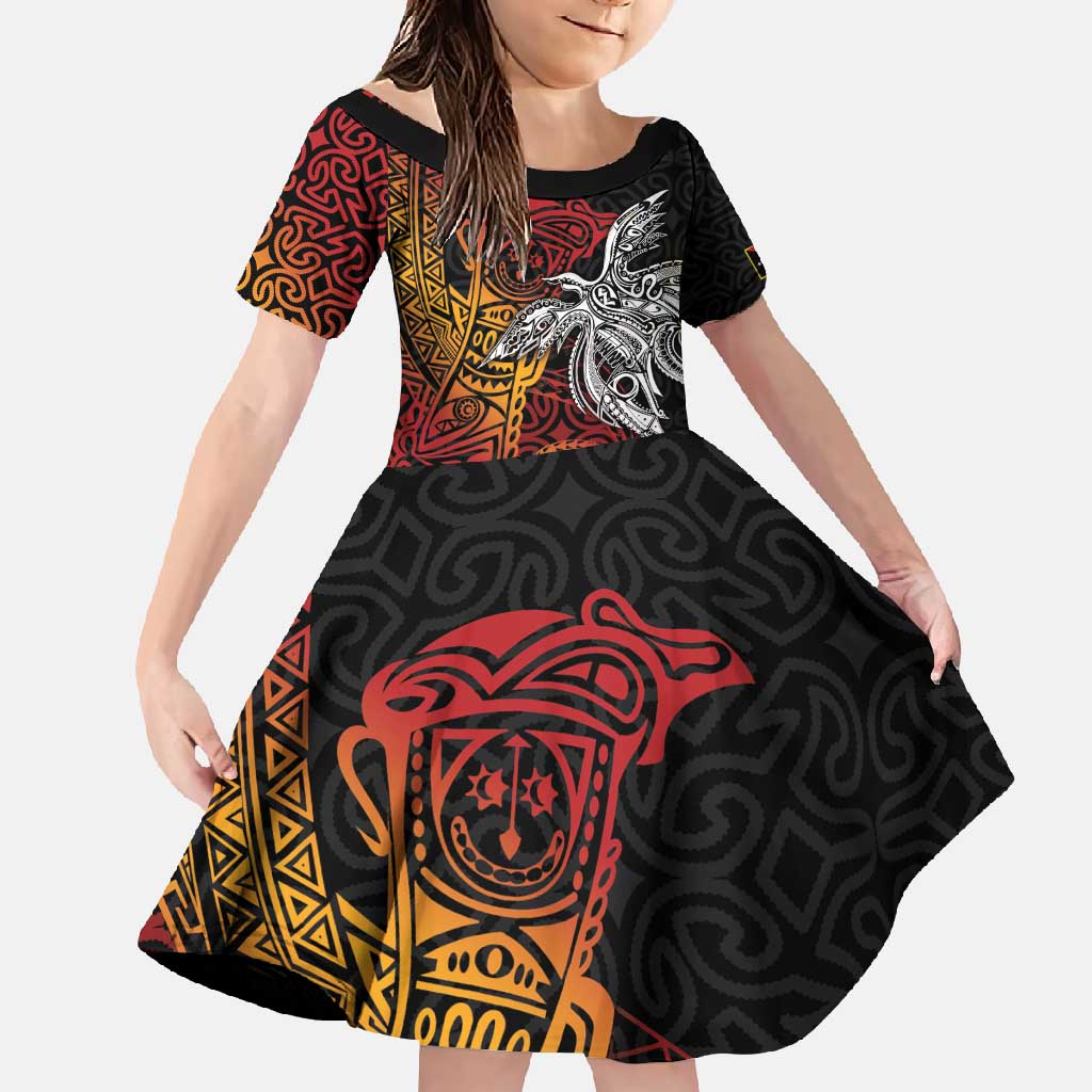 Papua New Guinea Sepik Personalised Family Matching Tank Maxi Dress and Hawaiian Shirt PNG Bird of Paradise Tattoo - Polynesian Pride