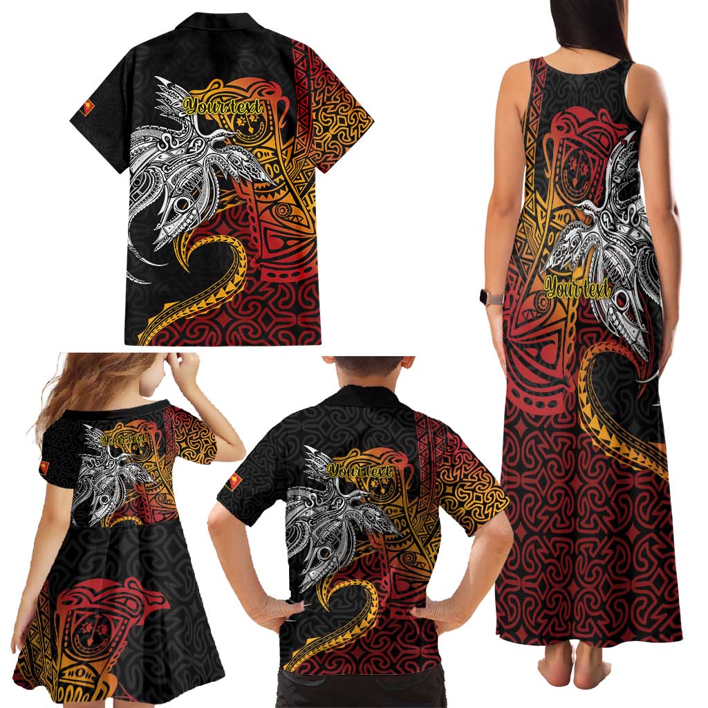 Papua New Guinea Sepik Personalised Family Matching Tank Maxi Dress and Hawaiian Shirt PNG Bird of Paradise Tattoo - Polynesian Pride
